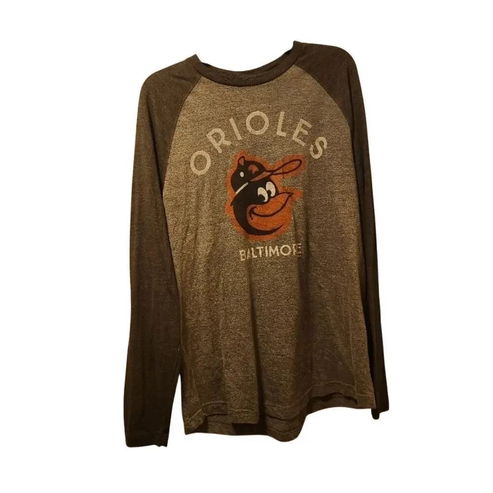 MLB Orioles Shirt Men's Large NWOT Long Sleeve Grey Soft - Picture 1 of 1